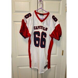 Men Agame Football Team Apparel Capitals #66 Red White Blue Jersey Size XL